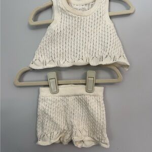 Little Planet Kids crotchet Cream Matching Set NB